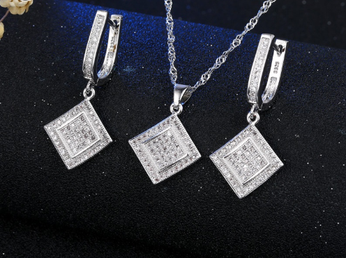 Комплект серебряных украшений из серебря 925 пробы, стерлинговое серебро, кубический цирконий