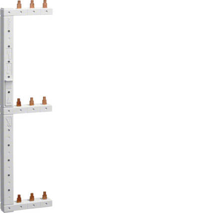 Шина фазна Hager КCL368L 3-полюсна 63А 2-рядна ліва з ізоляцією, фото 1