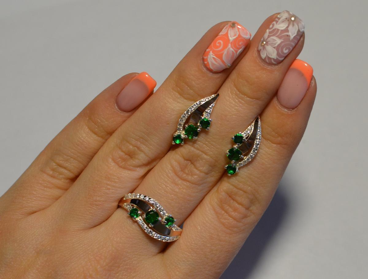 Срібний набір з золотими вставками, фото 1