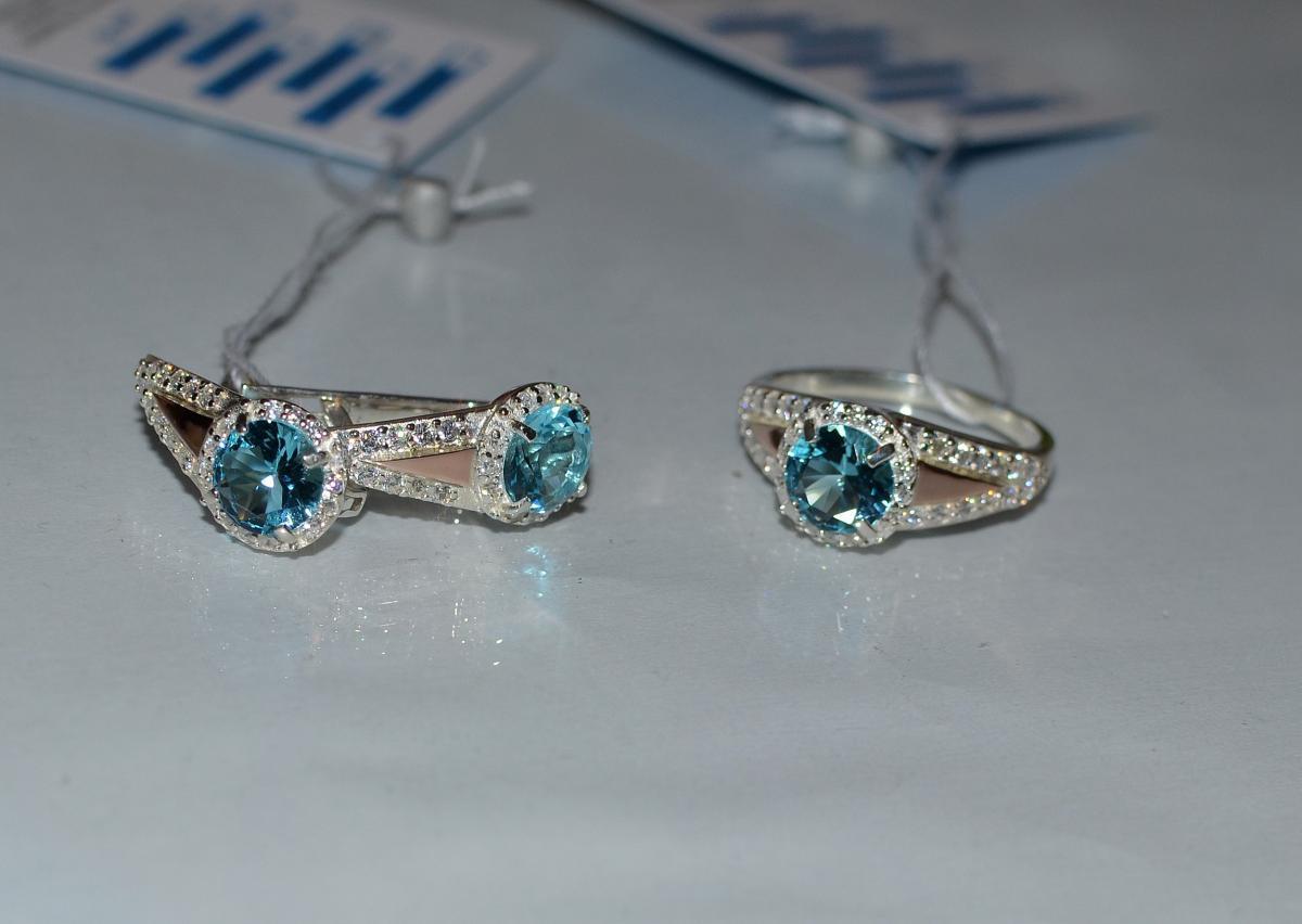 Срібний набір з золотими вставками, фото 1