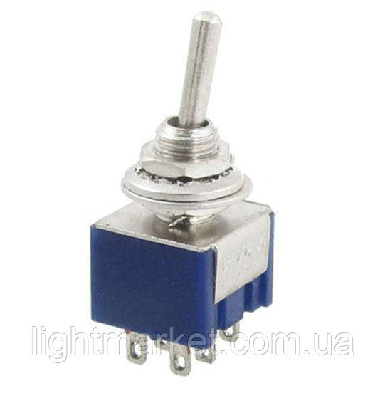 Тумблер синій 6 pin on-off 6A 125V