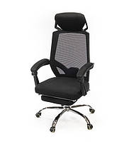 Кресло офисное Катран хром механизм Relax сиденье ткань черная, спинка сетка черная (АКЛАС-ТМ)