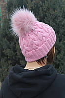 Шапка візерунок "коси" з підкладкою з флісу