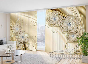 Фото Штори "Срібні квіти" 2,7м*4,0м (2 полотна по 2,0м), тасьма