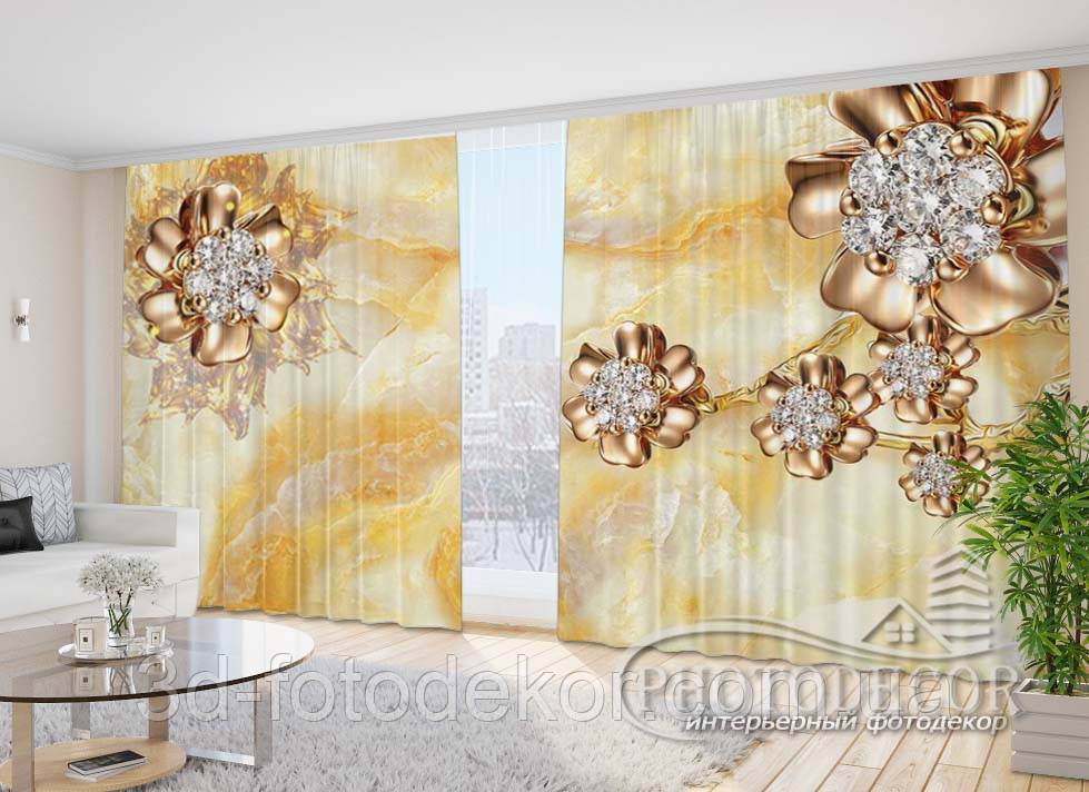 Фото Штори "Брошки" 2,7м*4,0м (2 полотна по 2,0м), тасьма