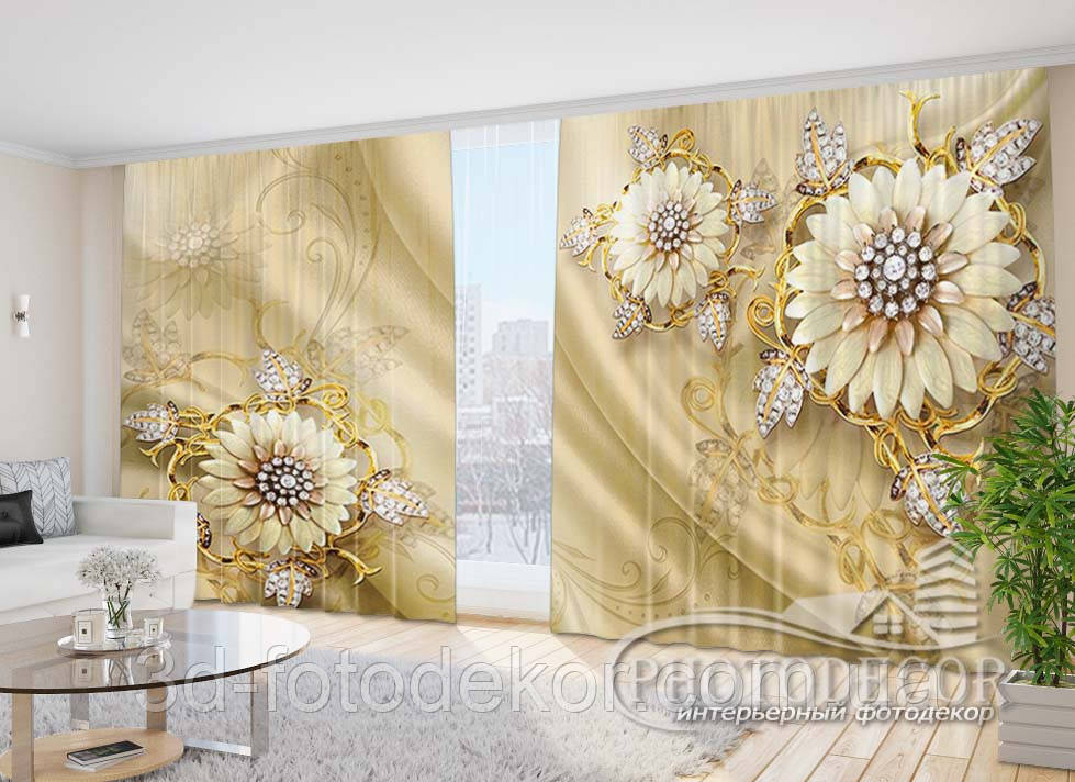Фото Штори "Брошка на тканини" 2,7м*4,0м (2 полотна по 2,0м), тасьма