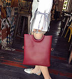 Жіноча сумка-клатч 2в1 з м'якої екошкіри бордовий опт, фото 7