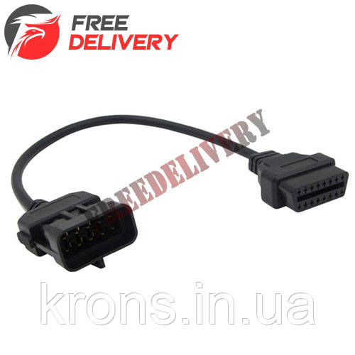 Перехідник з OBD2 16pin мама на Opel 10pin тато