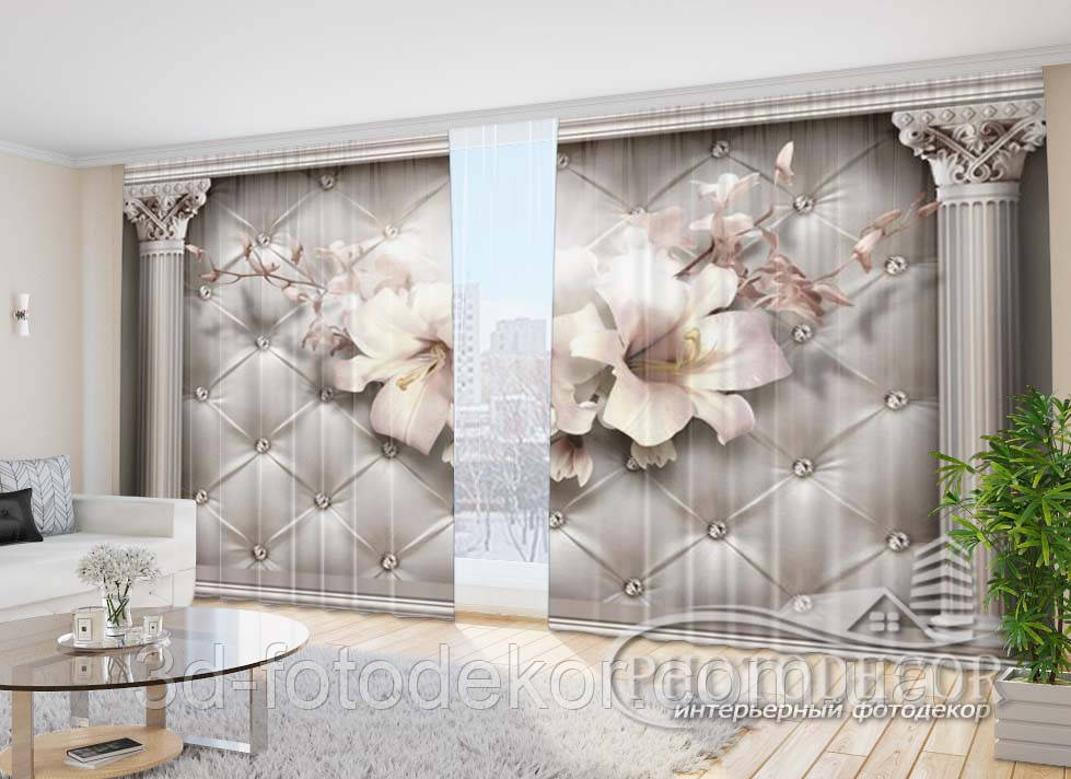 Фото Штори "Квіти з колонами" 2,7м*4,0м (2 полотна по 2,0м), тасьма