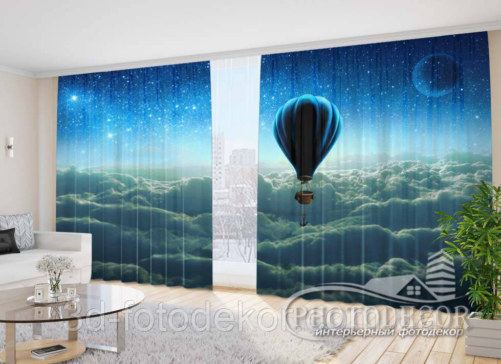 Фото Штори "Куля над хмарами" 2,7м*5,0м (2 полотна по 2,5м), тасьма
