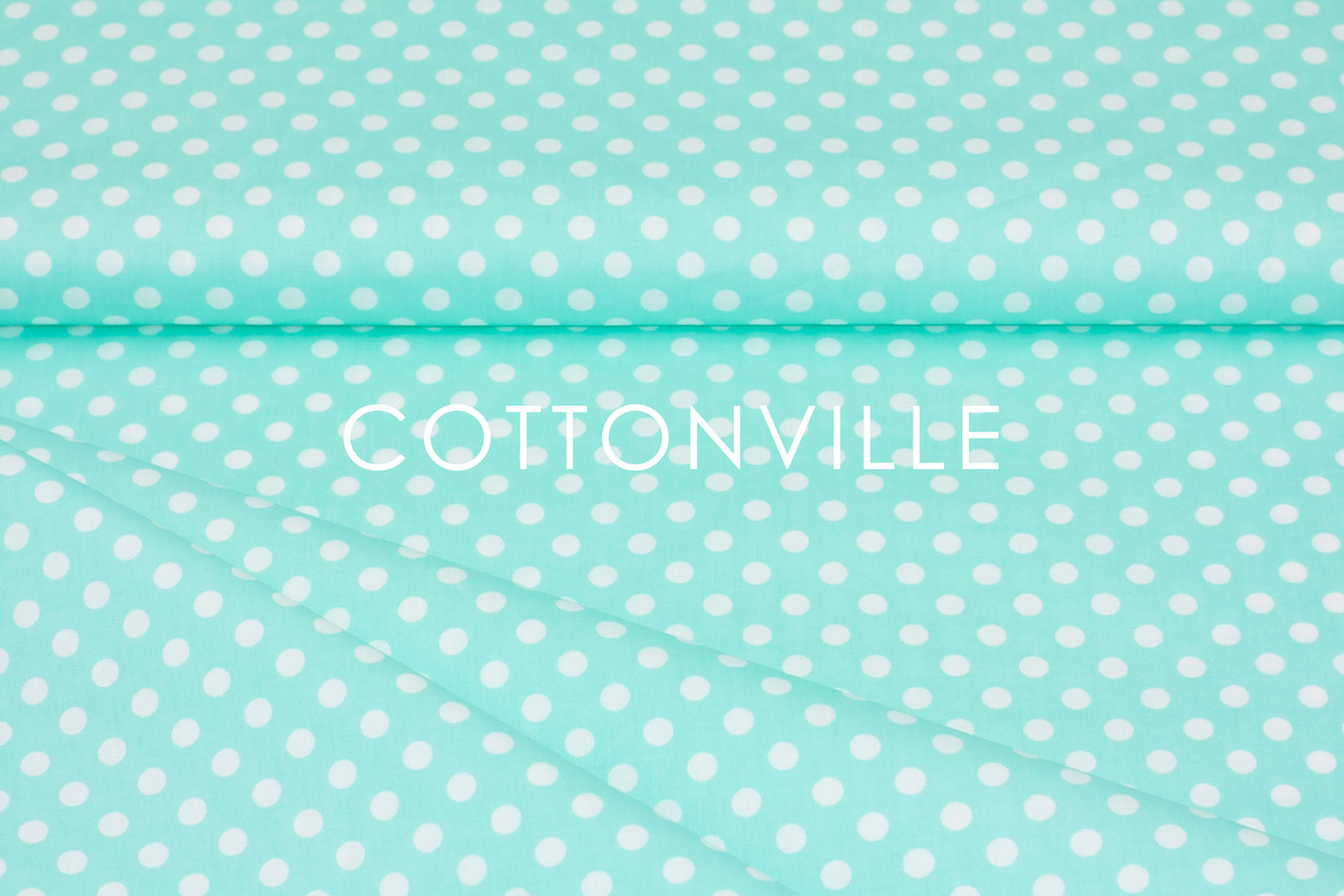 Сатин-твіл Горошки на м'ятному