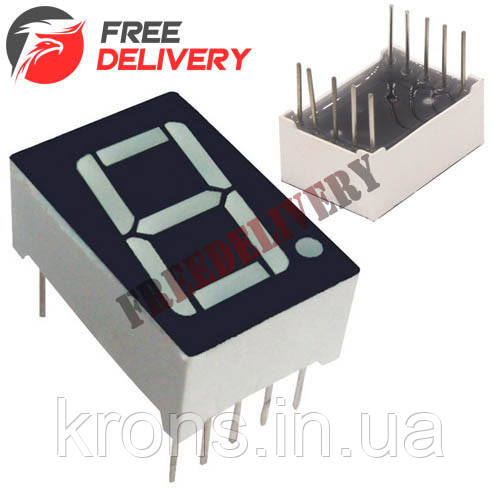 7-сегментний індикатор 0.56" червоний 10pin катод Arduino, фото 1