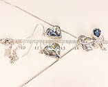 Набір Xuping колір Родій з кр-ми Swarovski Сережки Кулон на ланцюжку "Димчастий Кристал і Бабка" довжина 40-45см, фото 3