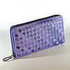 Жіночий шкіряний гаманець плетіння фіолетовий, фото 3