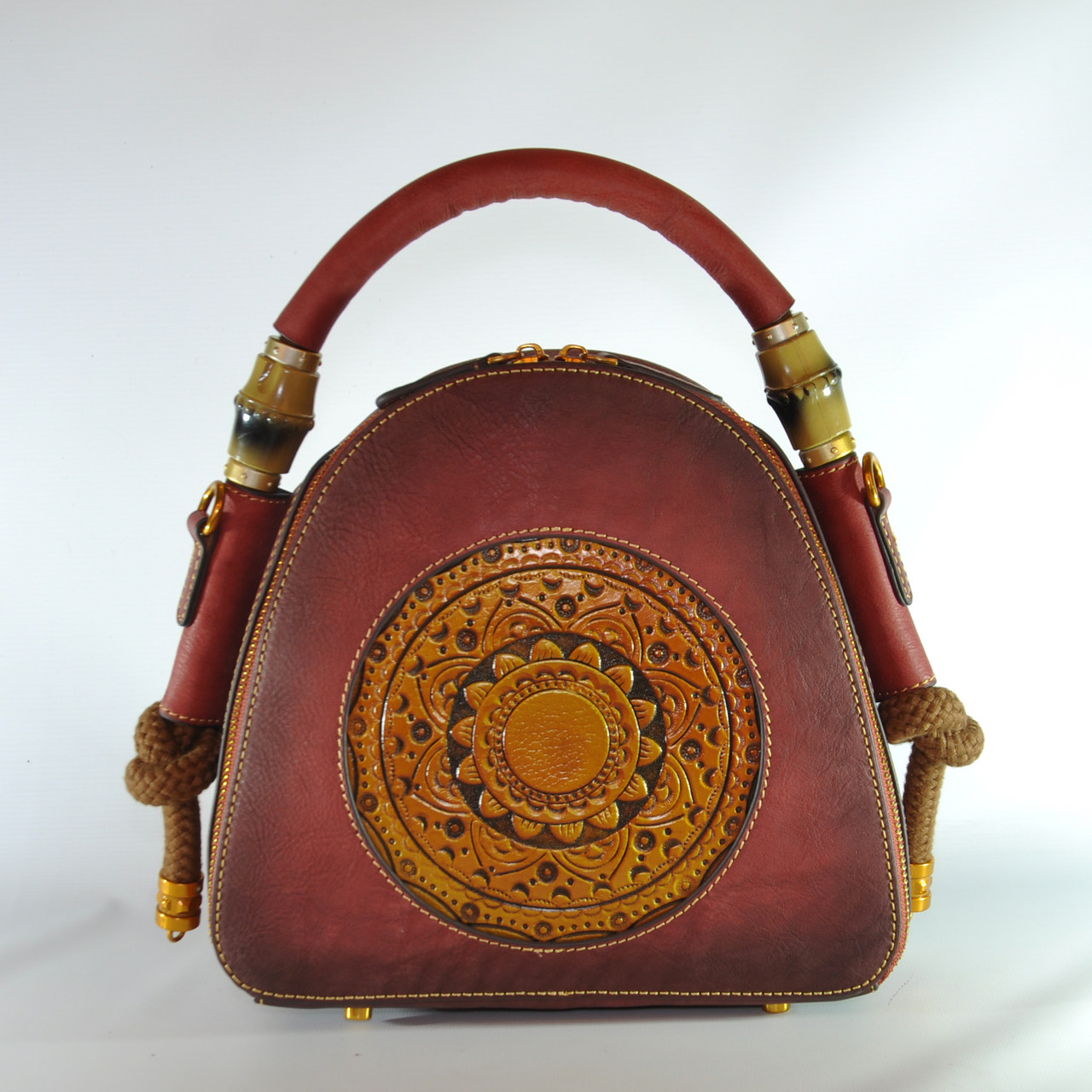Жіноча шкіряна сумка ручної роботи Boho червона