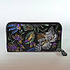Жіночий шкіряний гаманець фіолетова Магнолія, фото 4