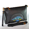 Сумка-клатч жіноча ручної роботи Сонячний квітка Dark Blue чорна, фото 4
