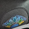 Сумка-клатч жіноча ручної роботи Сонячний квітка Blue шкіра чорна, фото 4