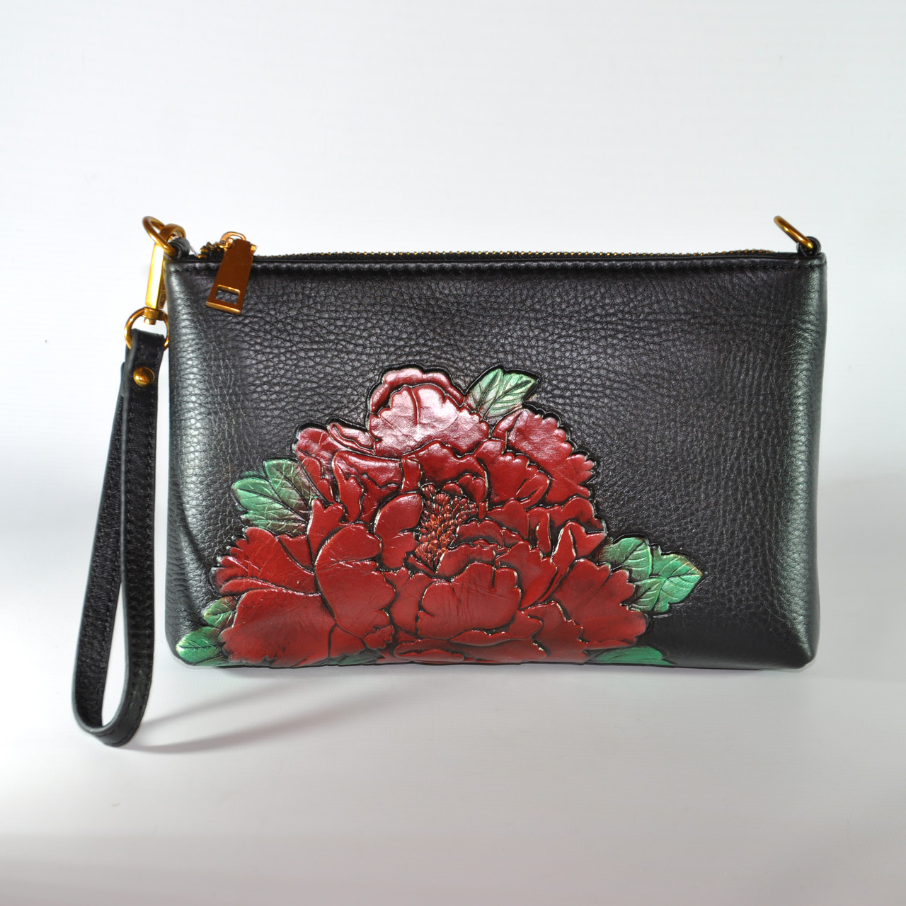 Сумка-клатч жіноча ручної роботи Півонія червоний, фото 1