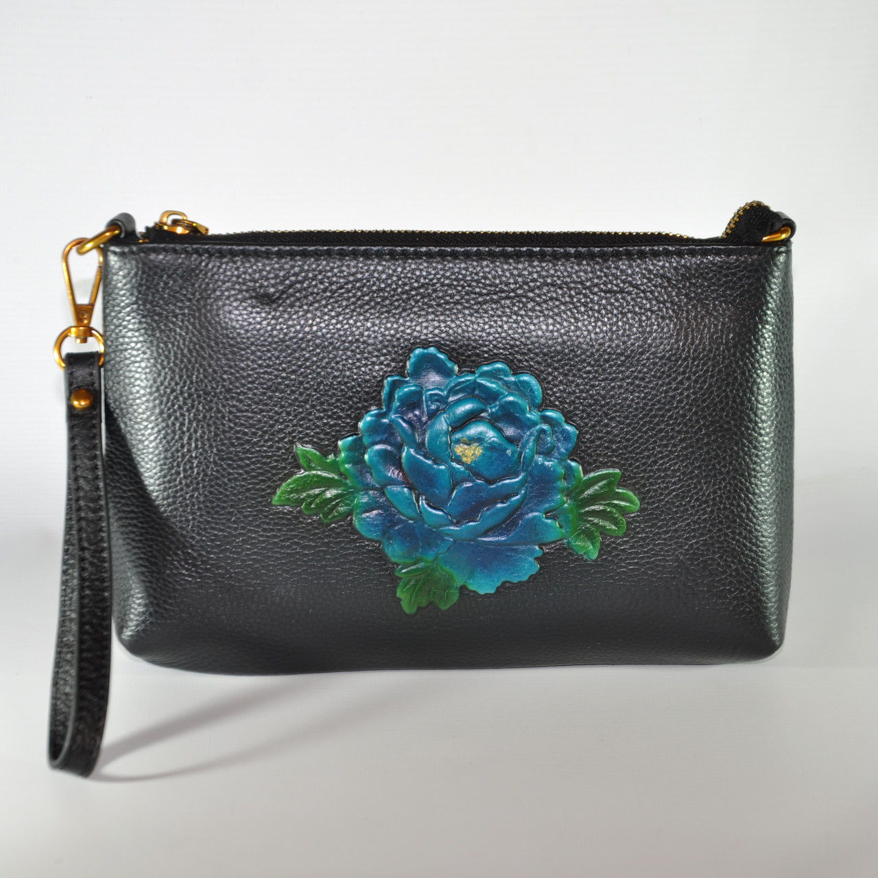 Сумка жіноча ручної роботи синя Троянда, фото 1