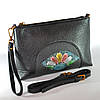 Сумка-клатч жіноча ручної роботи Сонячний квітка Blue чорна, фото 2