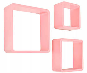 Комплект настінних полиць CUBE 3 Рожевий
