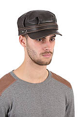 Кепка натовка чоловіча шкіряна коричнева