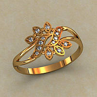 Кольцо женское с камнями золото 585
