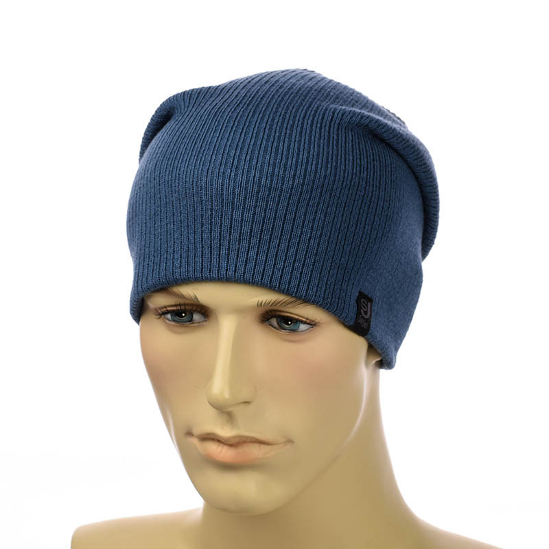 В'язана шапка-панчоха джинсовий