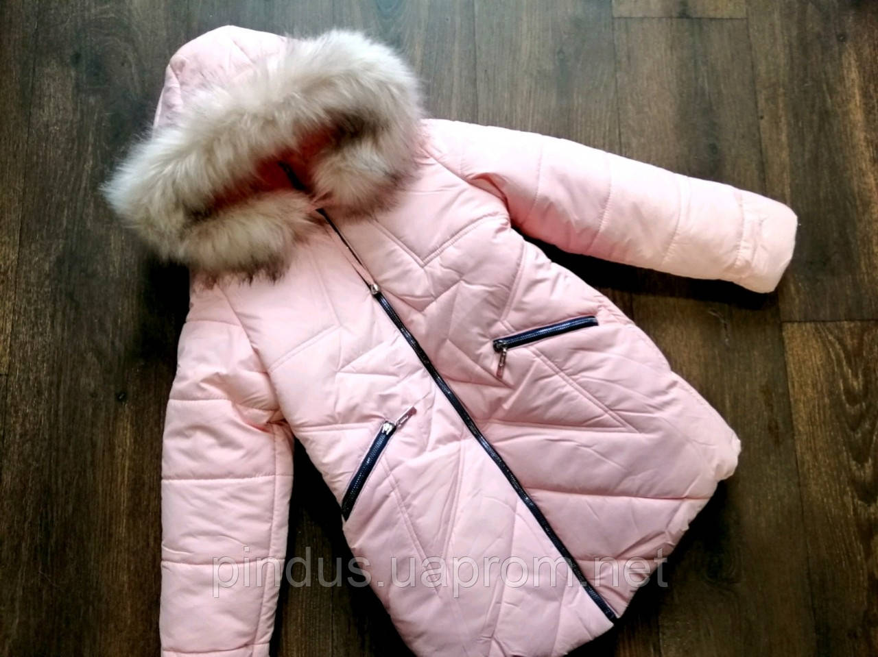 Зимова куртка для дівчинки 140 146 Тепла дитяча зимова куртка на флісі