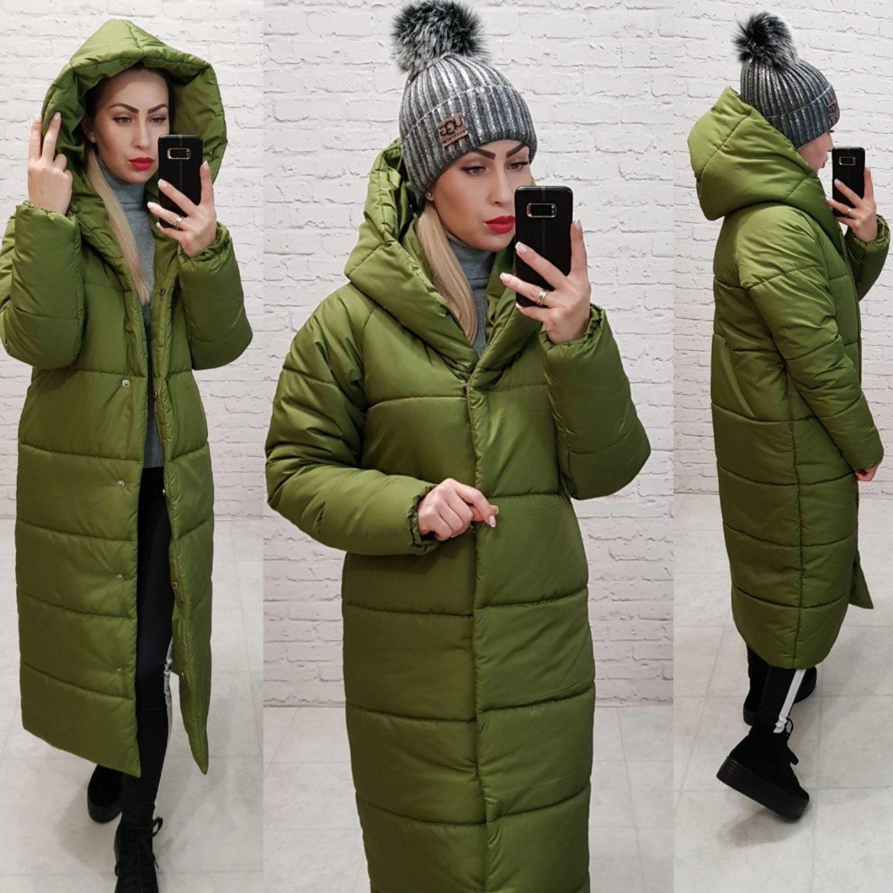 Зимова куртка пуховик Oversize, артикул 521, фісташка колір