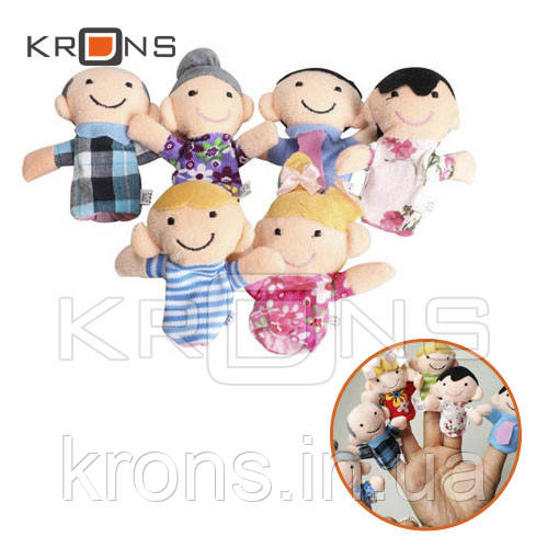 6x М'яка іграшка на палець, сімейка, ляльковий театр, фото 1