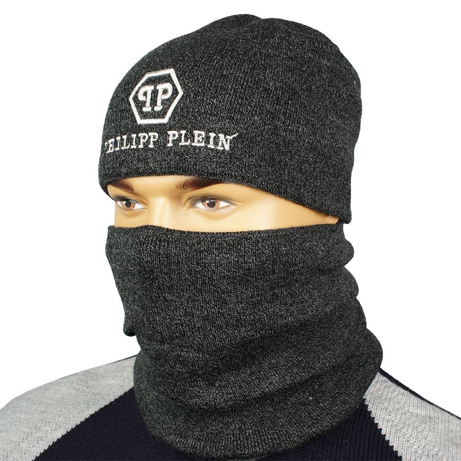 Сірий набір для чоловіків шапка+бафф PP 18 d.grey, фото 1