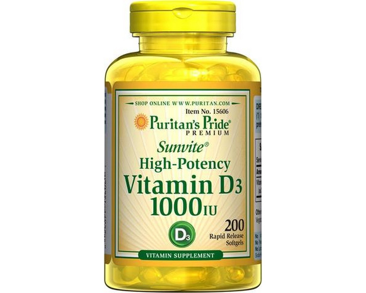 Вітаміни VITAMIN D-3 1000 IU 25mcg 200 капсул