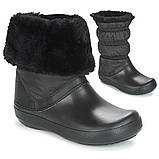 Чоботи зимові жіночі непромокальні дутики з хутром / Crocs women's Crocband Winter Boot (205314), Чорні 35, фото 4