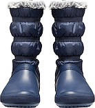 Чоботи зимові жіночі непромокальні дутики з хутром / Crocs Womens Crocband Winter Boot (205314) Темно-сині 37, фото 5