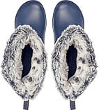 Чоботи зимові жіночі непромокальні дутики з хутром / Crocs Womens Crocband Winter Boot (205314) Темно-сині 37, фото 8