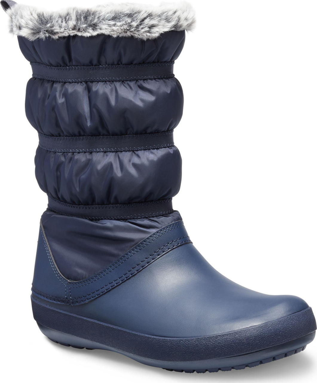 Чоботи зимові жіночі непромокальні дутики з хутром / Crocs Womens Crocband Winter Boot (205314) Темно-сині 37