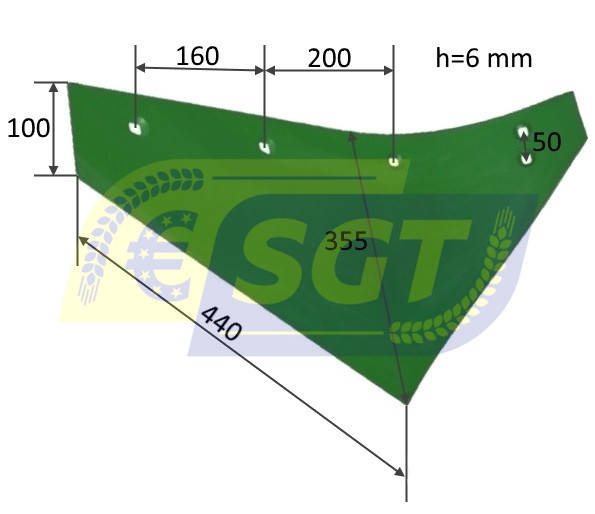 キャビテーション Лемех левый двухрядной картофелекопалки Z609, Запчасти на 2-рядную