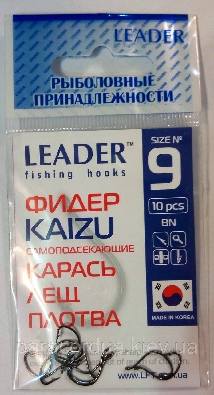 Гачки Leader, FANATIK, Metsui, White Shark, Flying Fish в упаковка KAIZU, 9 шт, 12