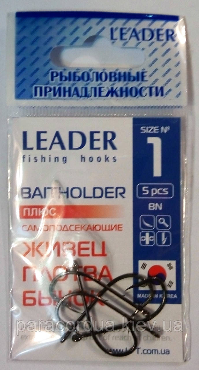 Гачки Leader, FANATIK, Metsui, White Shark, Flying Fish в упаковка 4 шт, BAITHOLDER (Плюс), 1/0