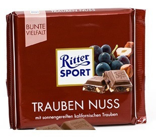 Шоколад Ritter Sport Trauben Nuss (Риттер Спорт с изюмом и фундуком), 100 г - фото 1 - id-p852271382