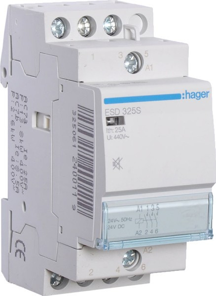 Контактор Hager 25A 3НО 24В безшумний ESD325S