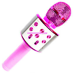 Мікрофон Караоке Wester WS-858 портативна колонка Рожевий