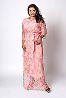 Шикарное длинное женское платье из гипюра 50-54 50, абрикос