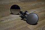 Дзеркала (пара) універсальні в ретро стилі круглі (чорні металеві) складаються D=80мм, винос-125мм, фото 7