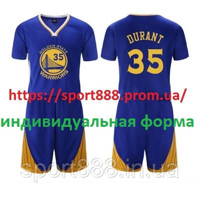 Синя форма Durant №35 (футболка+шорти) Golden State Warriors, фото 1