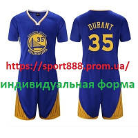 Синяя форма Durant №35 (футболка+шорты) Golden State Warriors