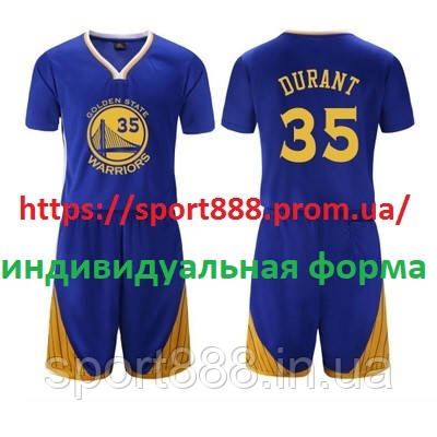 Синяя форма Durant №35 (футболка+шорты) Golden State Warriors - фото 1 - id-p636055822