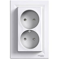 Розетка подвійна без заземлення Schneider Electric Asfora Білий EPH9700121